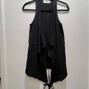 York Street Size Small Black Sleeveless Open Front Cardigan Vest